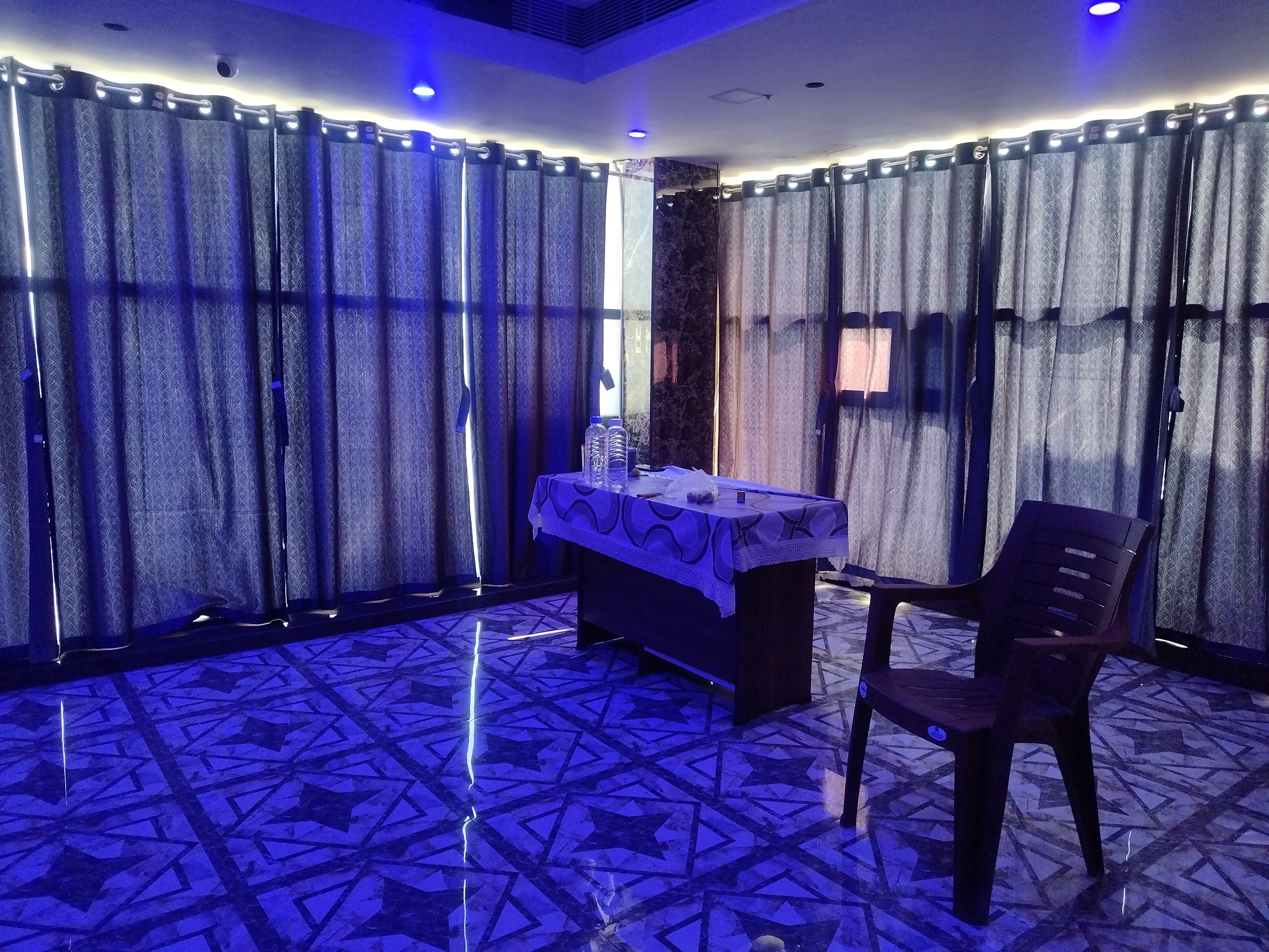 Curtained spa room interior
